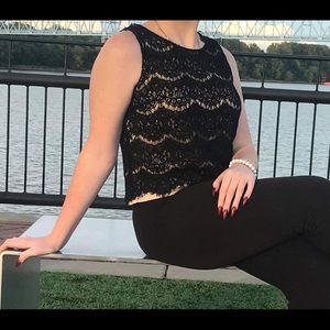 Monteau Black Lace Top - Size: Medium